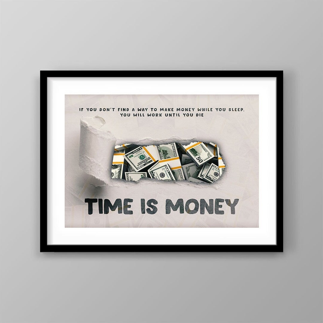 Time is Money Quote Motivational Wall Art, Investor Office Decor