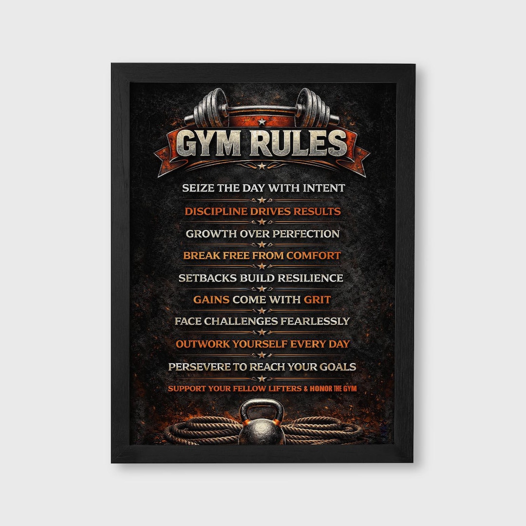 Gym Rules Example Gym Rules Poster, Fitness Motivation Wall Art, Workout Quote Print ...