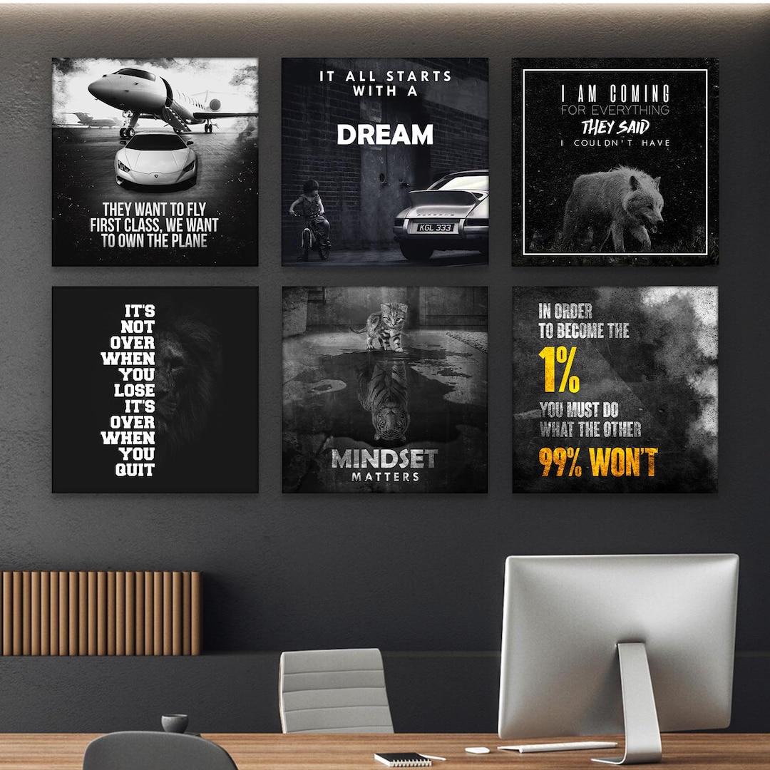 Motivational Wall Art Set Digital Download, Mindset Quote Prints ...