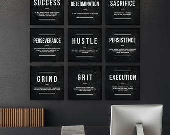 Paquete de 9 impresiones de arte mural "Pensamientos audaces", impresiones con citas motivacionales, decoración tipográfica minimalista en negro, descarga digital de mentalidad emprendedora