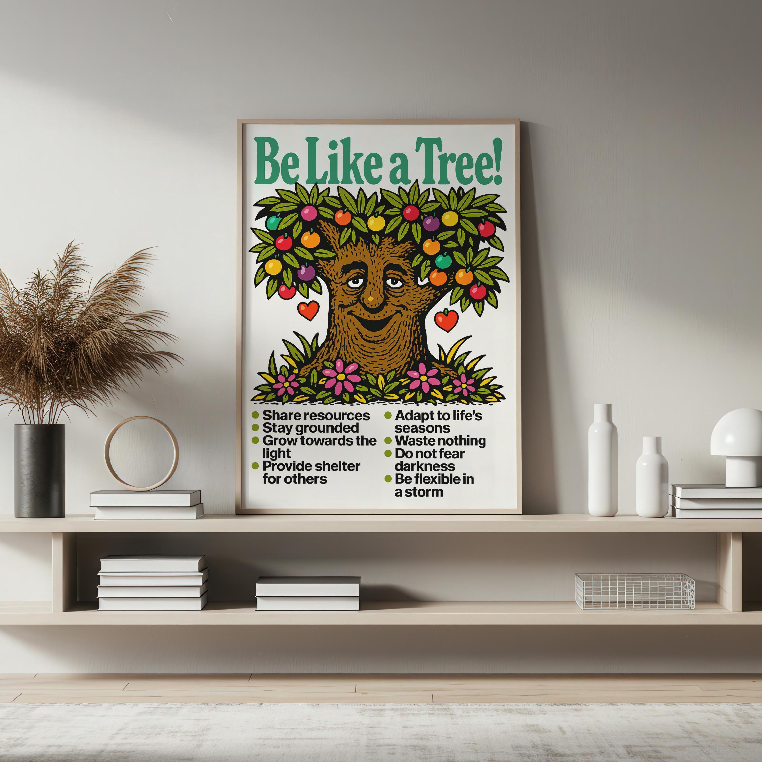Be Like a Tree Digital Wall Art Print | Inspirational Quote Poster ...