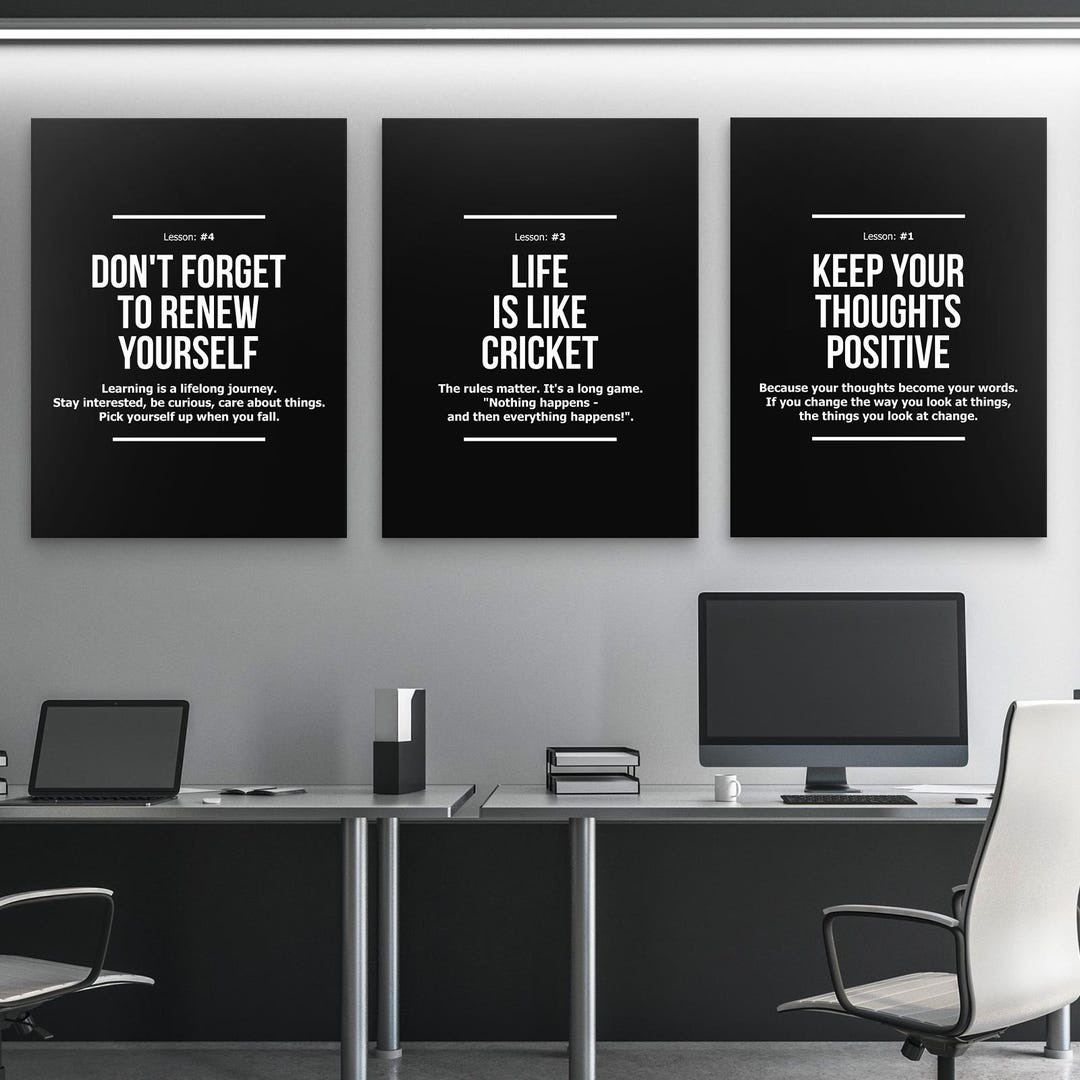 3x Motivational Wall Art Bundle | Positive Quote Prints | Office Decor ...