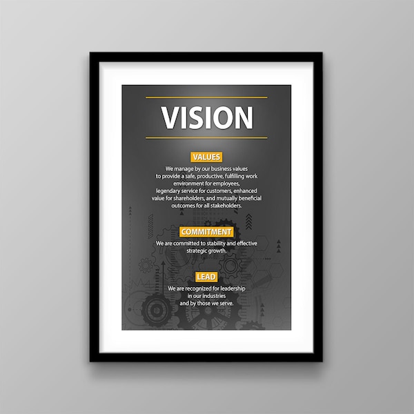 Company Vision Office Decor Corporate Statement Wall Art Team Poster Business Values Board Printable, Organization Growth Leadership Sign