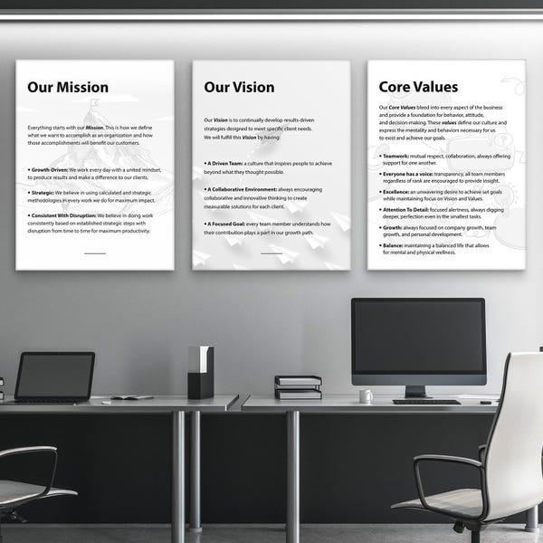 Mission and Vision Statement Poster - Etsy