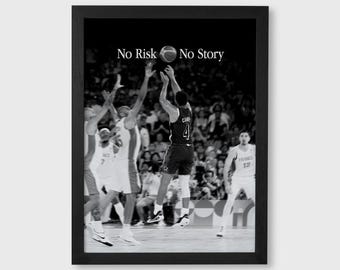 Stephen Curry No Risk No Story Art afdrukbare, basketbal motivatie poster, NBA atleet mentaliteit digitale download, gym Office Decor - SH41