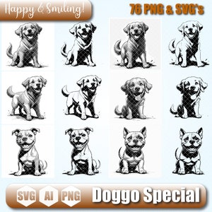 Smiling Dog SVGs | laser engraving files | puppy pictures