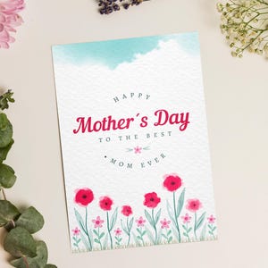 Carte imprimable pliable pour la fête des mères, Carte numérique pour la fête des Mères, Carte de voeux, Carte d'amour, Carte vierge imprimable, Carte pliable