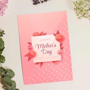 Carte imprimable pliable pour la fête des mères, Carte numérique pour la fête des Mères, Carte de voeux, Carte d'amour, Carte vierge imprimable, Carte pliable