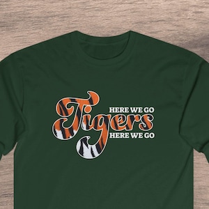 Tigers Mascot Long Sleeve T-Shirt, School Spirit Tee, Sports Team Apparel, Unisex Cotton Top