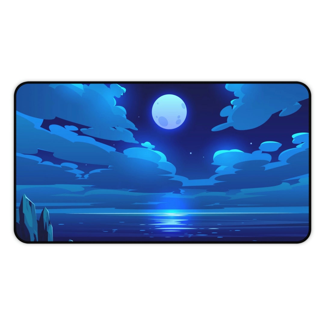 Night Sky Desk Mat, Anime Desk Mat, Cartoon Desk Mat, Night Painting Desk Mat, Desk Mat for Kids
