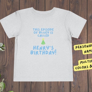 Bluey Toddler Birthday Shirt | Personalized Cute Birthday T-Shirt | Bluey Show Title Page | Boy&#39;s Girl&#39;s Simple and Fun Birthday Shirt