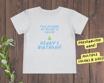 Camisa de cumpleaños para niños pequeños de Bluey / Camiseta de cumpleaños linda personalizada / Página de título de Bluey Show / Camisa de cumpleaños simple y divertida para niños y niñas