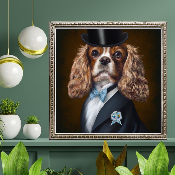 King Charles Spaniel altéré art peinture king charles spaniel art chien impression king charles spaniel pour chambre couloir art numérique Poster UK