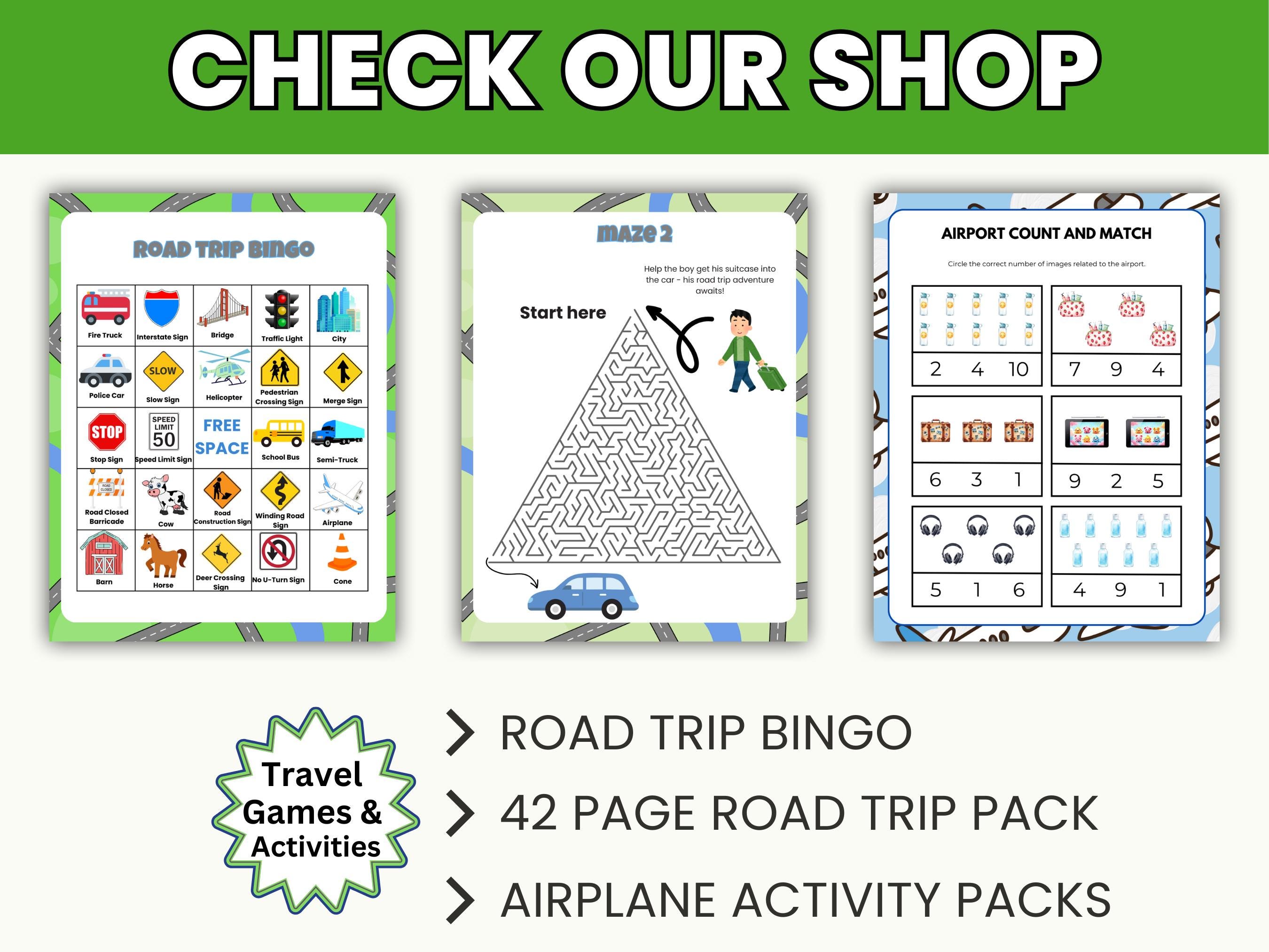 Road Trip Scavenger Hunt Printable Set, 14 Travel Games for Kids ...