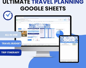 旅行プランナー Google スプレッドシート | 旅行計画 | 旅行日程と予算プランナー | スプレッドシート旅行オーガナイザー | 休暇計画テンプレート