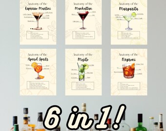 Retro Cocktail Recipe Posters: Bar Decor Prints (Digital Download)