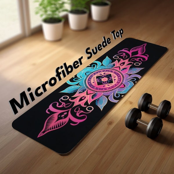 Multicolor Mandala Yoga Mat Rollable Nonslip Exercise Travel Accessory Great For Workouts