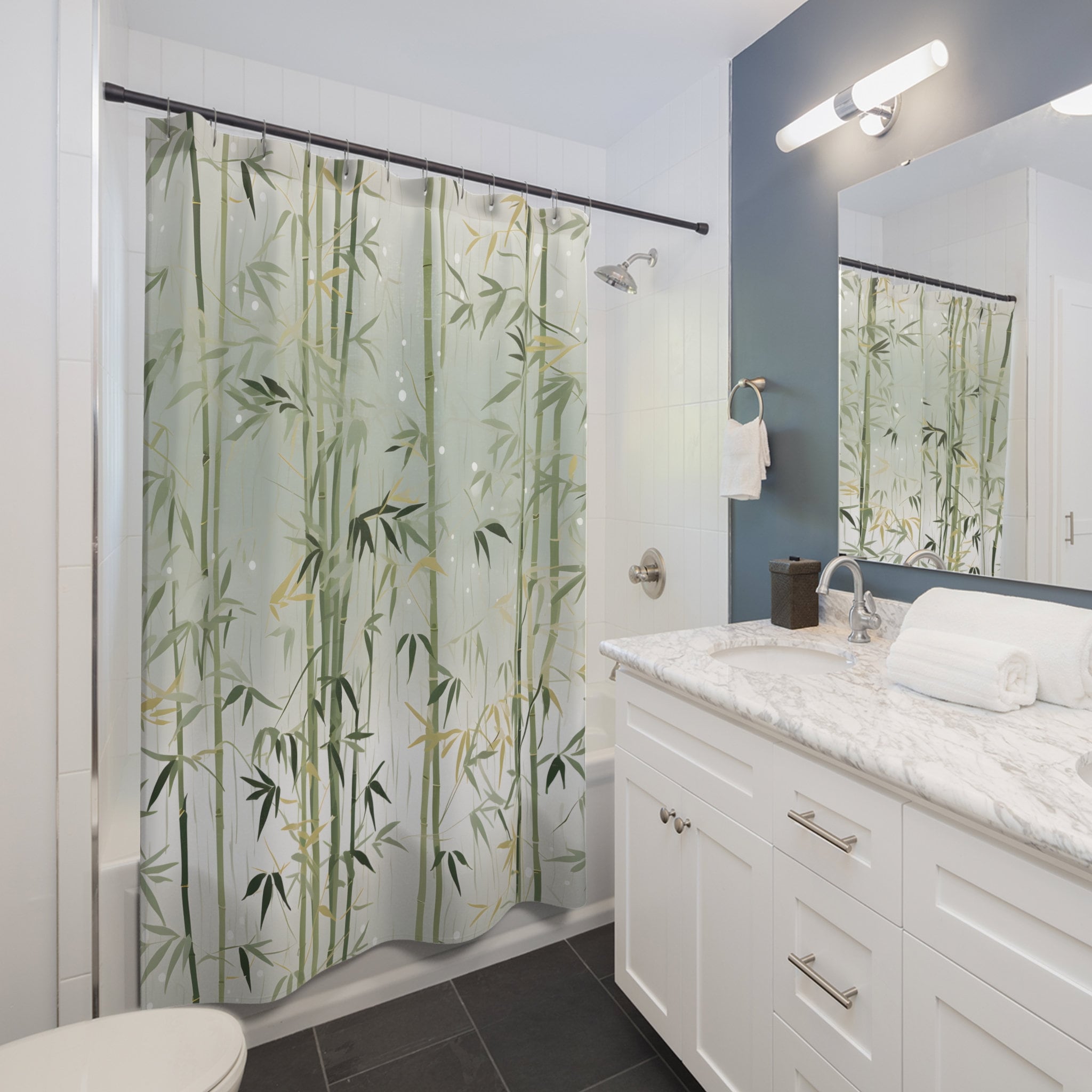 Bamboo Leaf Shower Curtain: Modern Minimalist Bathroom Decor - Etsy