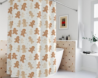 Gingerbread Pattern Shower Curtain: Festive Holiday Bathroom Decor