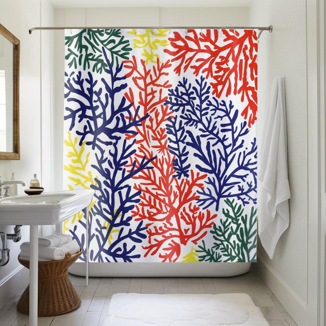 Bunter Korallen-Duschvorhang: Lebendiges Ozean-Dekor (71 x 74