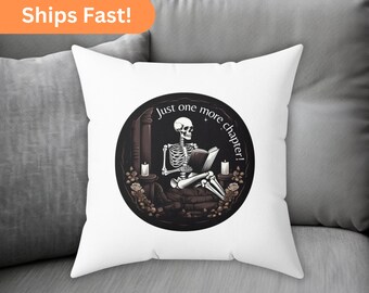 Skeleton Lesebuch-Wurfkissen: Gruseliges Halloween-literarisches Dekor