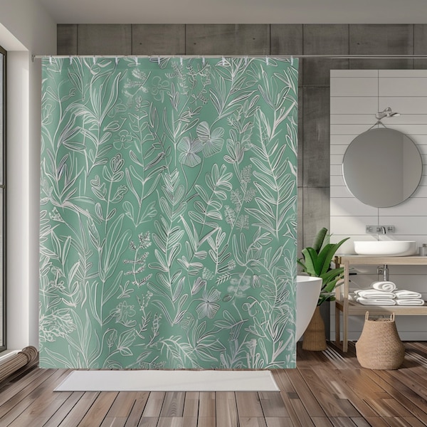 Green Terracotta Shower Curtain 71x74 Inch Earthy Toned Design Subtle Bathroom Decor Easy to Hang Rustic Chic Theme