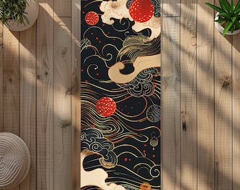 Microfiber Suede Rubber Yoga Mat Nature-Inspired Print 24″ x 68"