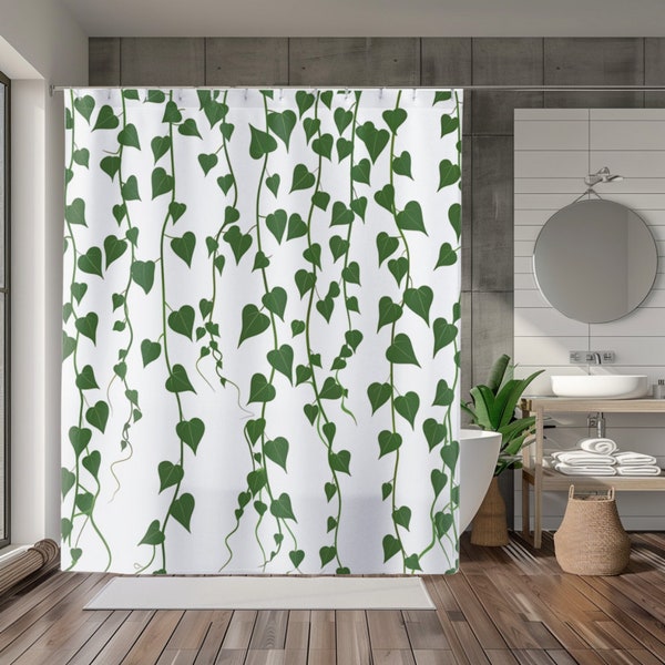 Green Vines Shower Curtain 71x74 Inch Lush Climbing Plant Design Natural Bathroom Decor Easy to Hang Garden Inspired Theme