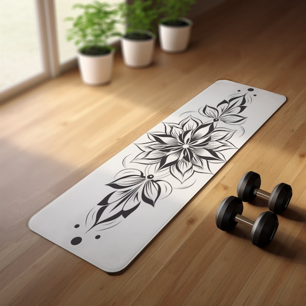 Lotus Rubber Yoga Mat Microfiber Thick Rollable Nonslip Exercise Travel Accessory Great For Workouts