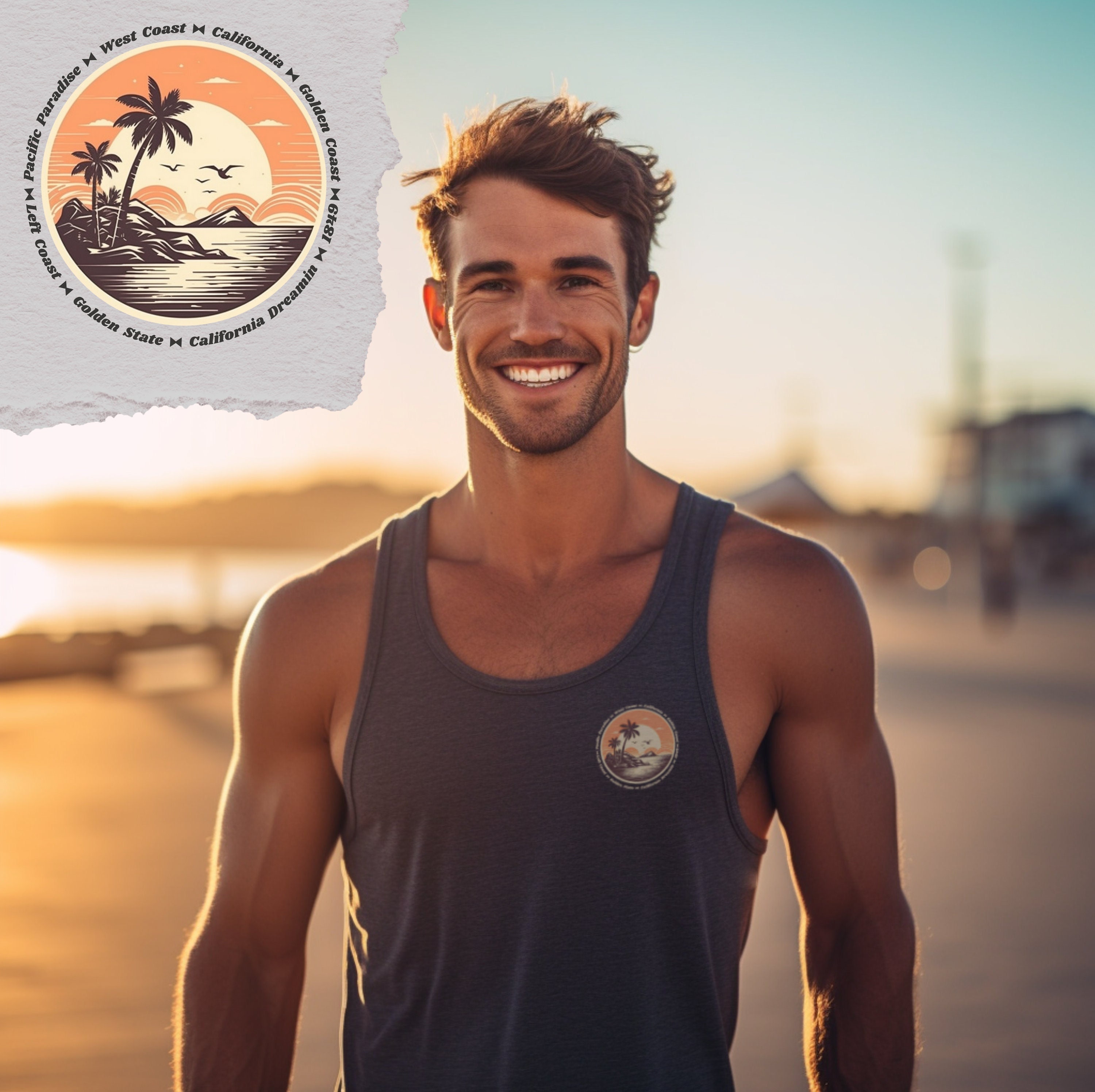 West Coast Tank Gift for Him Men's Tank Top White Tank Top Breathable