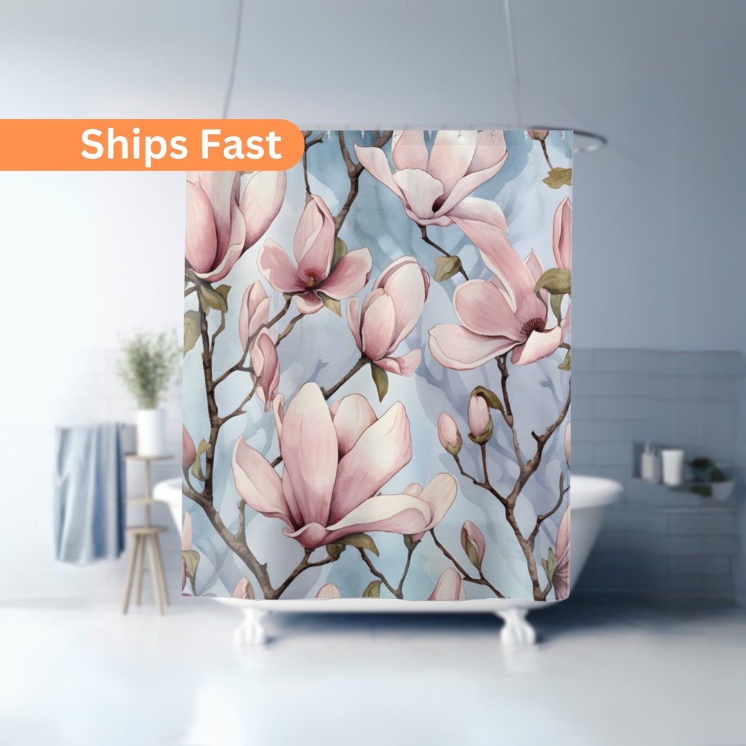 Magnolia Shower Curtains Aesthetic Floral Bathroom Decor Water ...