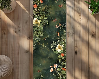 Tappetino da yoga per giardino botanico con stampa floreale in microfibra ecologica scamosciata 24″ x 68″