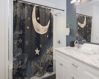 Shower Curtain Designer Bathroom Decor Beautiful Polyester Abstract Celestial Aesthetic Housewarming Gift Long Bath Accessory