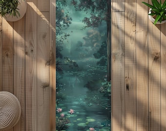 Forest Pond Yoga Mat Serene Nature Print Microfiber Suede 24″ x 68″