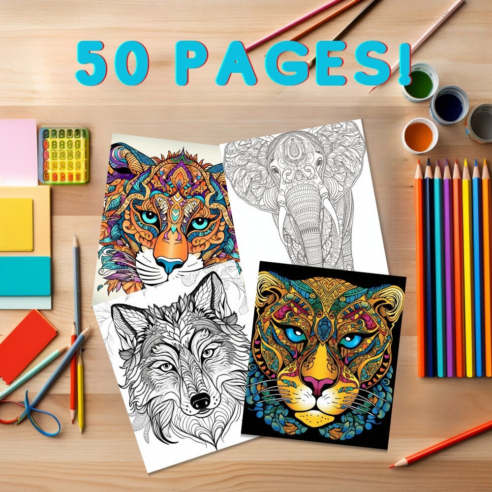 Adult Coloring Book Digital Download 50 Unique Printable Designs Tribal ...
