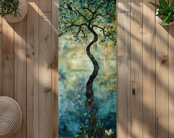 Serene Tree Tappetino da yoga con motivo a foglie lussureggianti in microfibra ecologica scamosciata 24″ x 68"