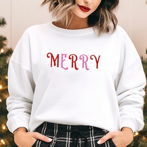 Felpa BUON Natale, Felpa girocollo BUON Natale, Felpa festiva da donna, Felpa natalizia festiva, Girocollo BUON