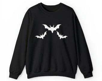 Fladdermuströja, Halloweentröja, Halloween-fladdermuströja med rund hals, Unisex Heavy Blend™-tröja med rund hals