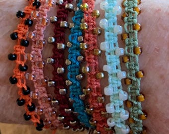 Colorful Macrame Friendship Bracelets in a Variety of Colors