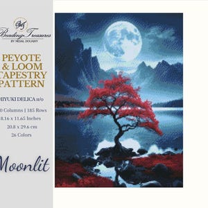 MOONLIT | ペヨーテ タペストリー パターン、織機タペストリー パターン、偶数ペヨーテ、大型ペヨーテ パターン、デリカ パターン、大型織機パターン