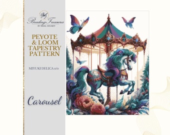 CAROUSEL |Peyote Tapestry Pattern, Loom Tapestry Pattern, Even count peyote, Large Peyote Pattern, Delica pattern, Large Loom Pattern