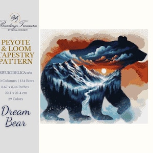 DREAM BEAR | ペヨーテ タペストリー パターン、織機タペストリー パターン、偶数ペヨーテ、大型ペヨーテ パターン、デリカ パターン、大型織機パターン