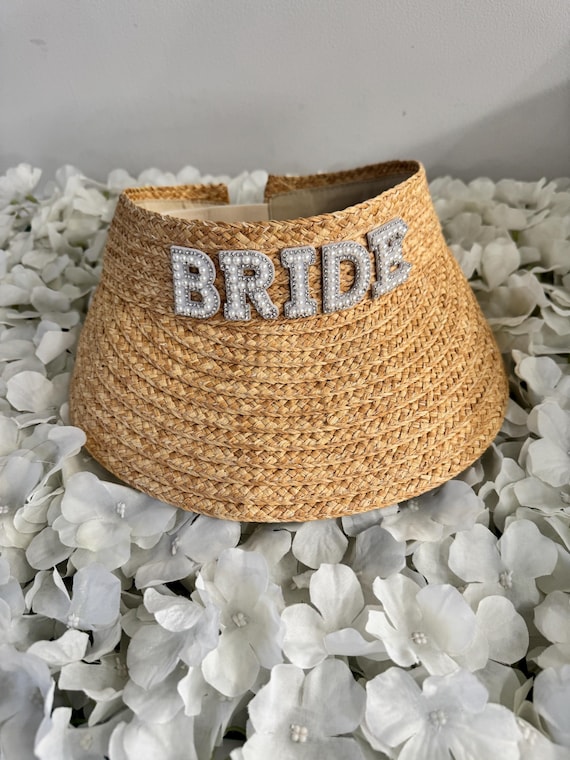 Pearl Embellished Bride Visor Hat for Bachelorette Party Wedding Beach Accessory il_fullxfull.6966215855_oy73.jpg main image 3