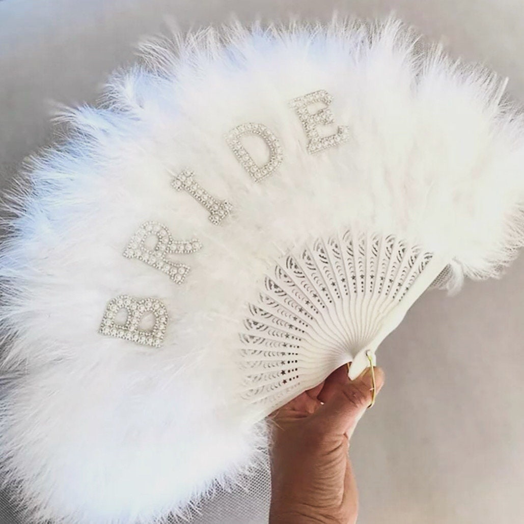 Elegant White Bride Fan Elegant Pearl and Sequin Bridal Fan, Bridal Shower Gift - Etsy main image 3