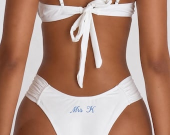 Personalised Bride Bikini | Mrs Bikini |Embroidered Honeymoon Swimwear