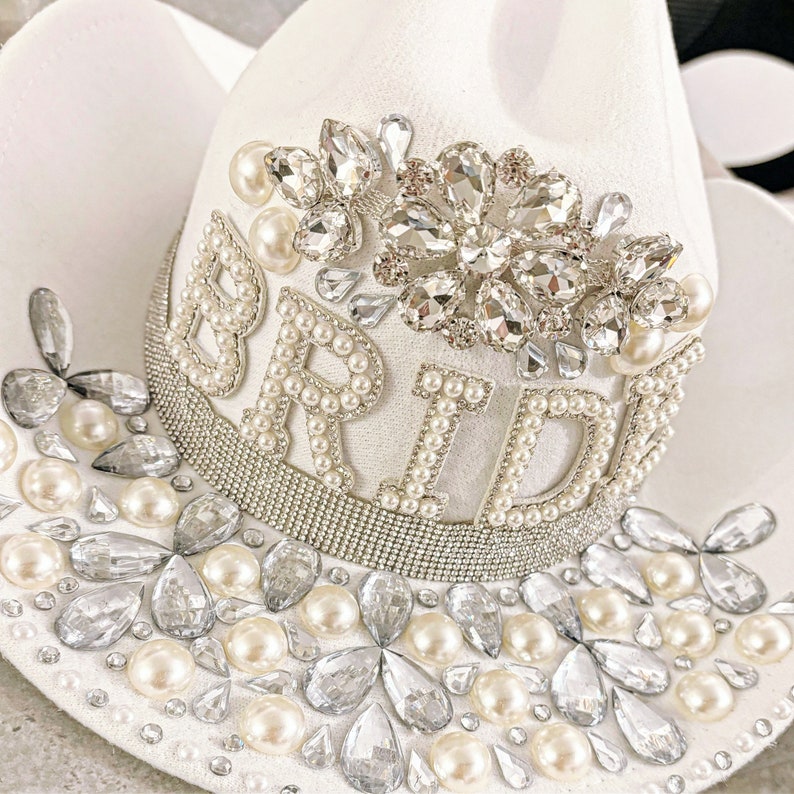 Bride Cowboy Hat Rhinestone Tassel Hat Hen Party Hat Personalised Cowboy Bride Hat Custom