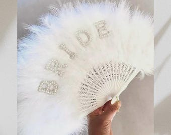 Personalised White Feather Fan: Birthday Gift