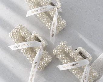 Bridesmaid gifts | Faux Pearl Claw Clip | Personalised Bridesmaid Proposal