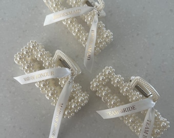 Bridesmaid gifts | Faux Pearl Claw Clip | Personalised Bridesmaid Proposal