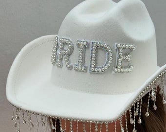 Bride Cowboy Hat: Rhinestone Tassel Hen Party Hat